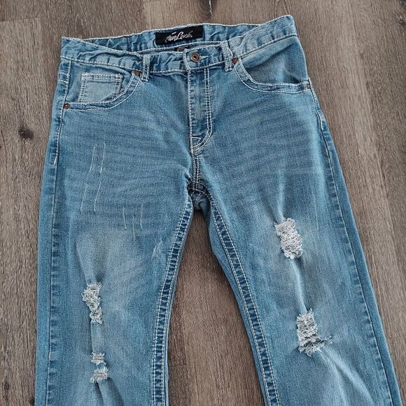 True Luck Straight Leg Distressed Jeans 30/30 - Picture 2 of 8